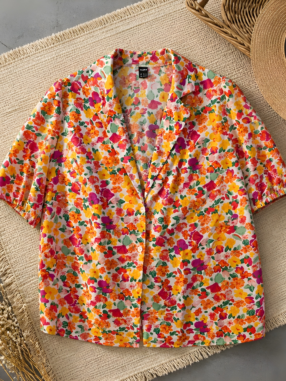 SHEIN Multicolor Floral Short-Sleeve Shirt